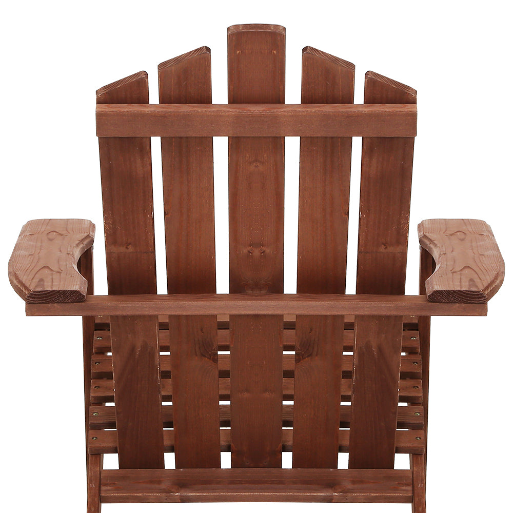 Gardeon Adirondack Outdoor Chairs Wooden Beach Chair Patio Furniture Garden Brown